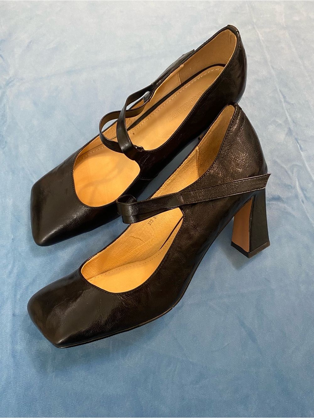 Asymmetric Closed Toe European Leather Heels - Picture 3 of 5
